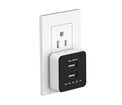 2-port USB charger with countdown timer