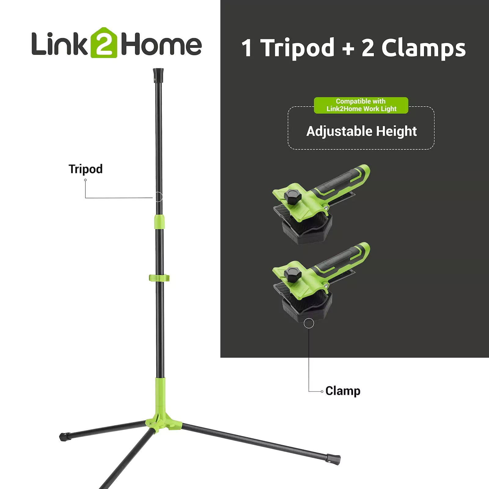 Link2Home - Telescopic Portable Tripod with 2 Clamps