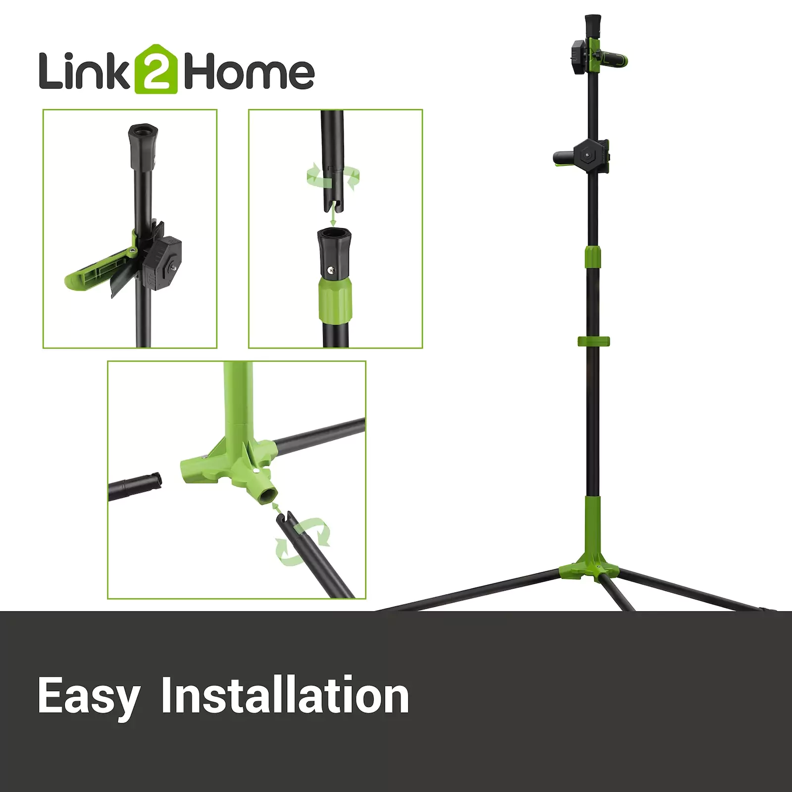 Link2Home - Telescopic Portable Tripod with 2 Clamps